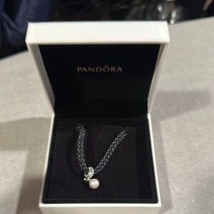 Pandora Silver Necklace with Pearl Charm